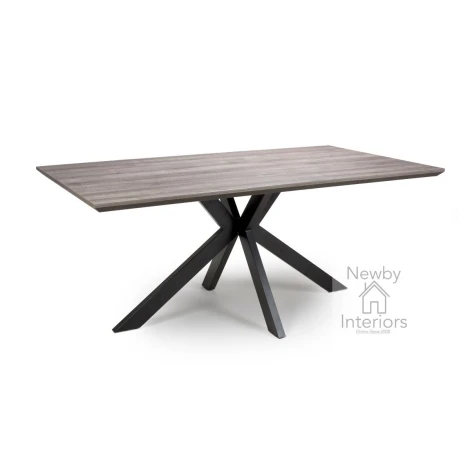 MAN-180-GR - Manhattan Grey Marble Effect 1.8m Large Dining Table with Metal Legs