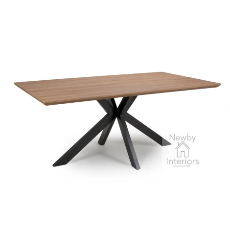 MAN-180-LW - Manhattan Light Walnut Marble Effect 1.8m Large Dining Table with Metal Legs