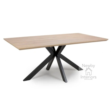 MAN-180-OK - Manhattan Oak Marble Effect 1.8m Large Dining Table with Metal Legs