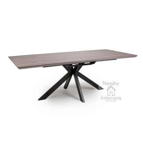 MAN-223-GR - Manhattan Grey Marble Effect 1.8-2.2m Extending Large Dining Table with Metal Legs