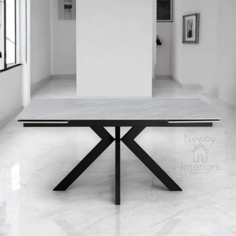 Marcon Gloss Grey Ceramic Side Extending Dining Table (160-240cm)