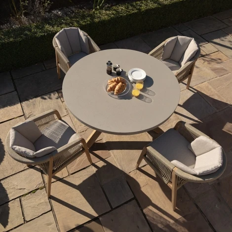Martinique 4 Seat Round Dining Set With Concrete Top - 135cm Table