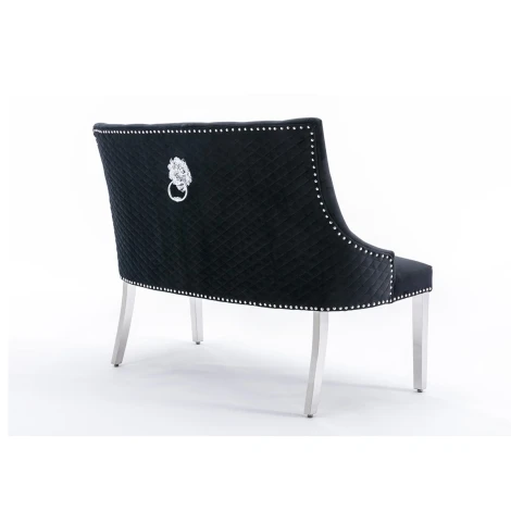 Majestic Black Velvet, Silver Lion Knocker High Back Bench