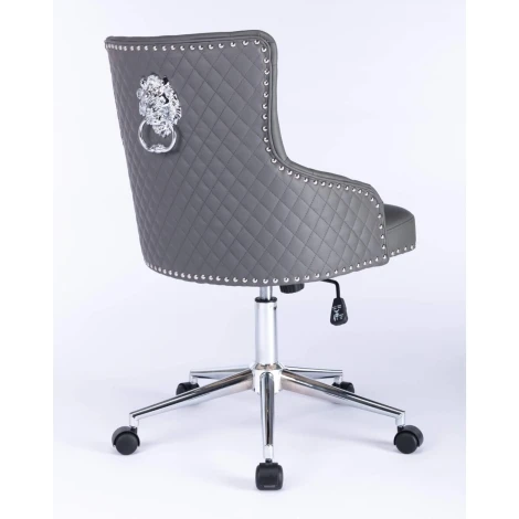 MOC884 - Majestic Grey PU, Silver Lion Knocker Office Chairs