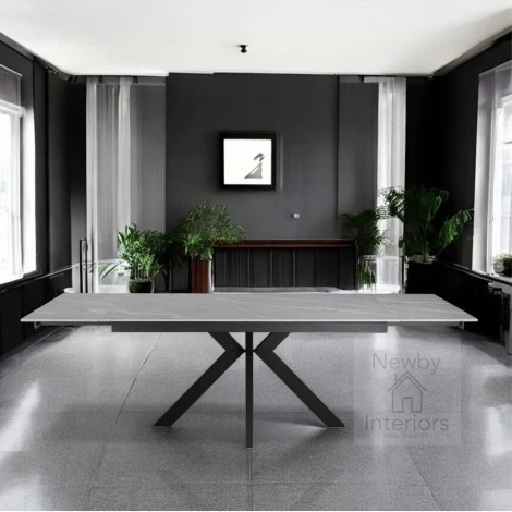 NH-TB-MARCO-AG-MAT - Marco Matte Grey Ceramic Side Extending Dining Table (160-240Cm)