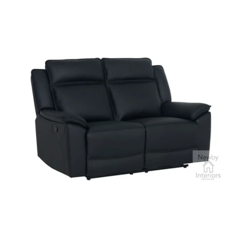 MELNIK-2R-BLK - Melnik Black Leather Manual Recliner 2 Seater Sofa