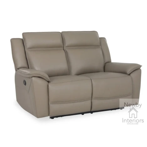 MELNIK-2R-TP-ELEC - Melnik Taupe Leather Electric Recliner 2 Seater Sofa
