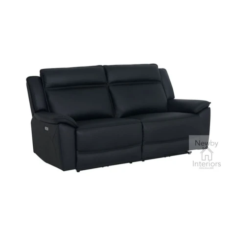 MELNIK-3R-BLK-ELEC - Melnik Black Leather Electric Recliner 3 Seater Sofa