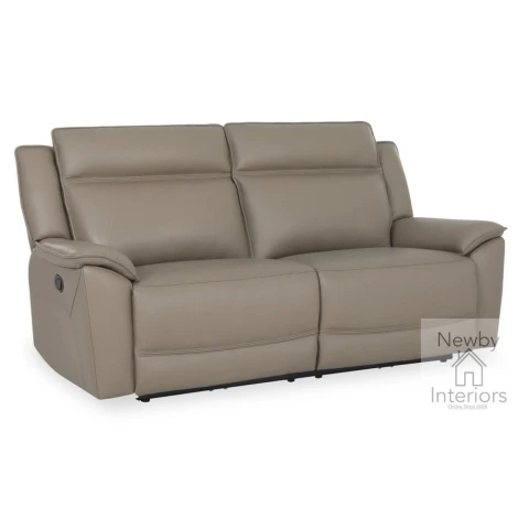 MELNIK-3R-TP - Melnik Taupe Leather Manual Recliner 3 Seater Sofa