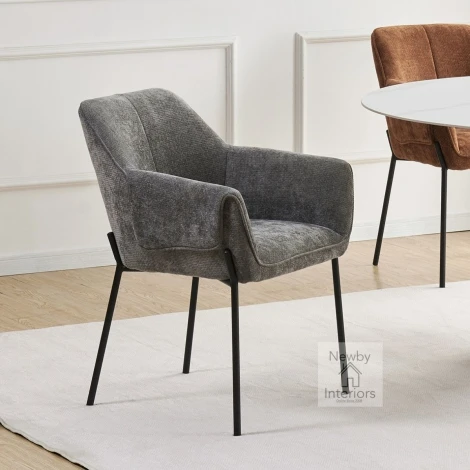 300-06-03-01-01 - Milan Chenille Effect Grey Dining Chair (Pair)