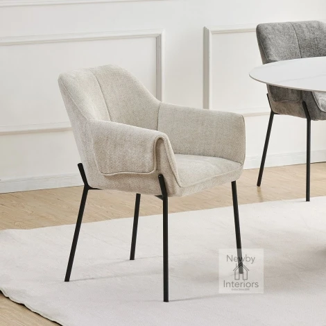 300-06-04-01-01 - Milan Chenille Effect Natural Dining Chair (Pair)