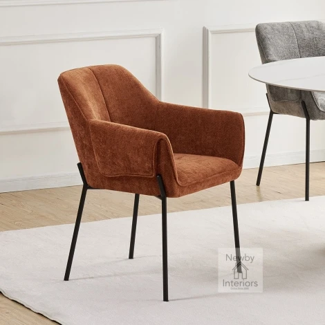 300-06-16-01-01 - Milan Chenille Effect Burnt Orange Dining Chair (Pair)