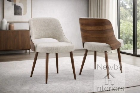 CH-583/WT - Milo Light Taupe Fabric & Walnut Back Dining Chair (Pair)