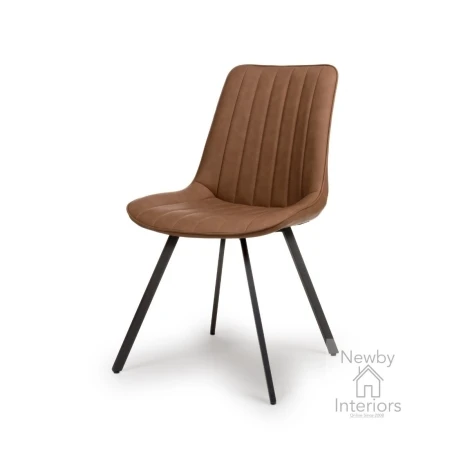 MIR-111-TN - Miro Tan Leather Dining Chair with Black Metal Legs (Pair)