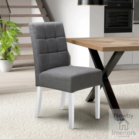 Moseley Waffle Linen Effect Steel Grey with White Legs (Pair)