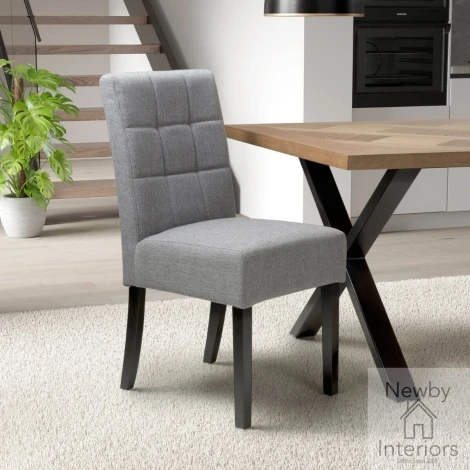 Moseley Waffle Linen Effect Silver Grey with Black Legs (Pair)