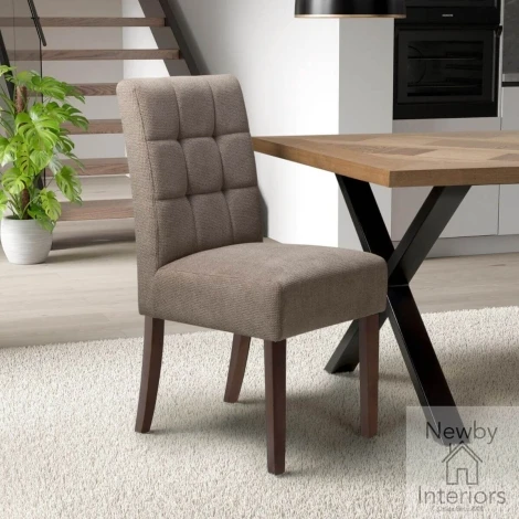 007-12-12-16-01 - Moseley Waffle Flax Effect Light Brown Dining Chair with Walnut Legs (Pair)