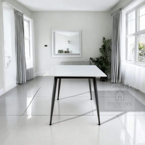 990-07-08 - Monaco White Square Ceramic Dining Table (80cm)