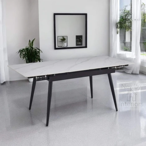 991-07-18 - Monaco White Ceramic Side Extending Dining Table (120-180cm)