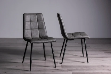 H1010-09-FGY - Mondrian Dark Grey Faux Leather Chair with Black Legs (Pair)