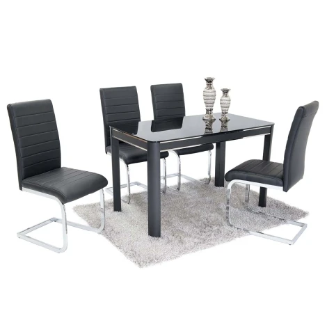 MDG - Morano - Grey Glass Top 1.2m Dining Table with Grey Legs