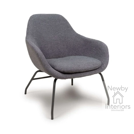 MOB-321-GR - Moby Grey Fabric Curve Back Accent Chair with Metal Legs