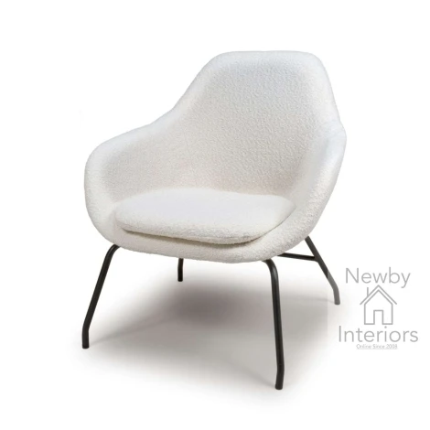 MOB-321-IV - Moby Ivory Fabric Curve Back Accent Chair with Metal Legs
