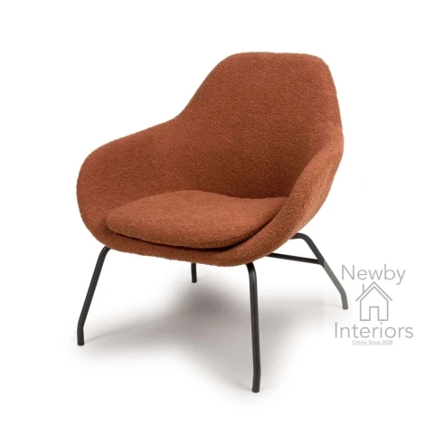 MOB-321-RT - Moby Rust Orange Fabric Curve Back Accent Chair with Metal Legs