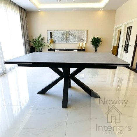 Amari Gloss Grey Ceramic Extending Dining Table (160-240cm)