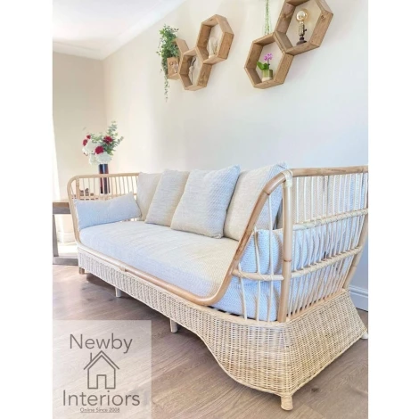 Day Bed - Natural Rattan 3 Seater Day Bed