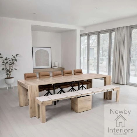 Natural Wooden Expander Dining Table 44cm to 276cm