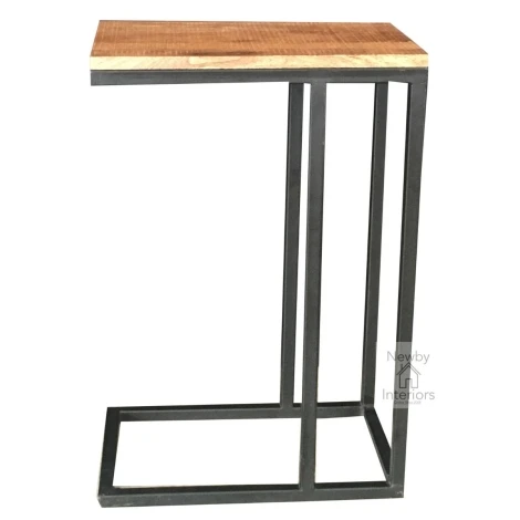 IND-705 - Natural Mango Wood Industrial Side Table - Sawn Finish (IND-705)