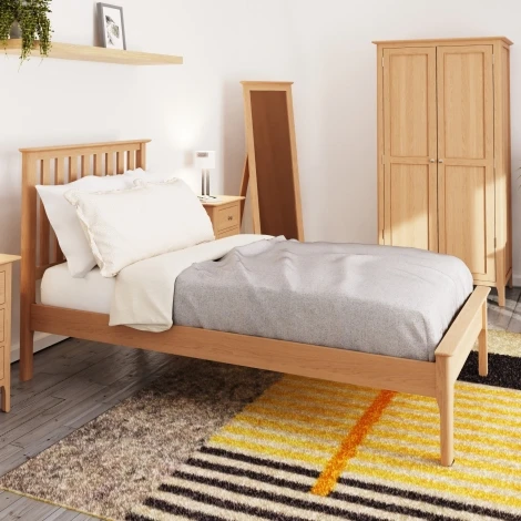 NT-30-1 - Natalie Light Oak 3' Single Slatted Bed