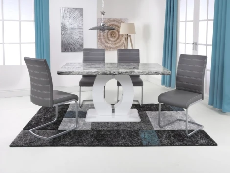 Neptune 150cm Marble Effect Table & 4 Castillo Grey Chairs