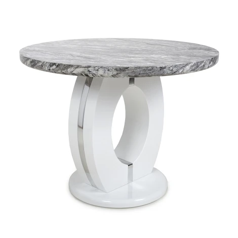 926-21-01 - Neptune Round Marble Effect Grey/White Dining Table (100cm)
