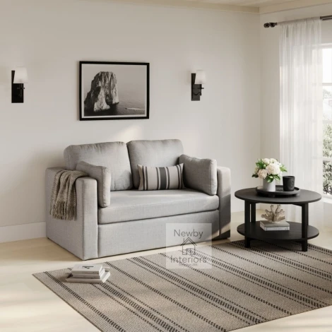 NEWLGR2SS - Newport Light Grey Linen Fabric 2 Seater Sofa with 2 Scatter Cushions