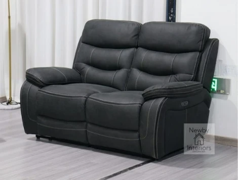 NOAH-2R-CH-DUAL-ELEC - Noah Charcoal Fabric 2 Seater Electric Reclining Sofa with Headrest