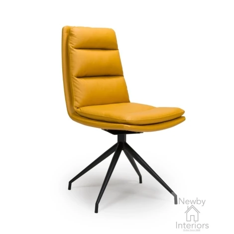 Nobo Ochre PU Leather Swivel Dining Chair with Black KD Legs (Pair)