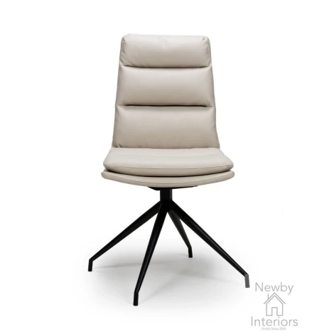 Nobo Taupe Leather Swivel Dining Chair with Black KD Legs (Pair)