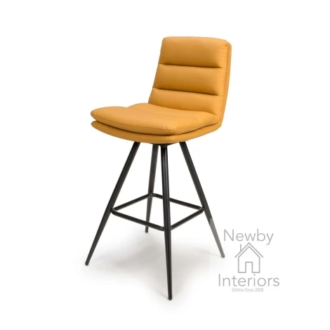 Nobo Ochre Faux Leather Swivel Bar Chair, Metal Legs (Pair)
