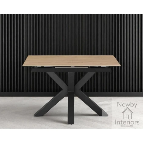 ET2105A-1216-WDN - Oak Effect Matte Ceramic Centre Extending Dining Table (120cm-160cm)