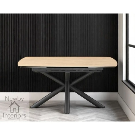 ET2436-1624-WDN - Oak Effect Matte Ceramic Swivel Extending Dining Table (160cm-240cm)