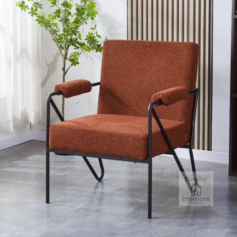308-13-16-01-01 - Oslo Burnt Orange Speckled Fabric Armchair