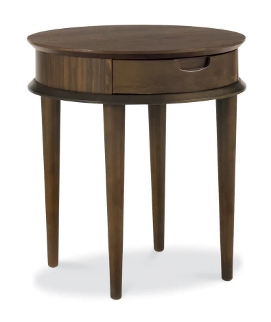 9121-04 - Oslo - Walnut - Lamp Table With Drawer- Tapered Legs