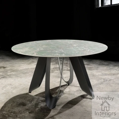 965-41-13 - Osaka Green/Grey Round Ceramic Dining Table (135cm)