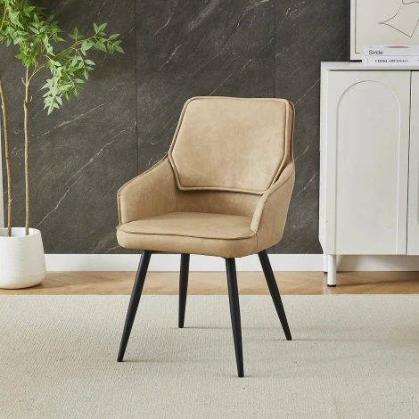 DC1821 - Palermo Beige PU Dining Dining Chair (Pair)