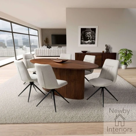 PAN-203 - Panama Wooden 2m Large Oval Dining Table Pedestal Base