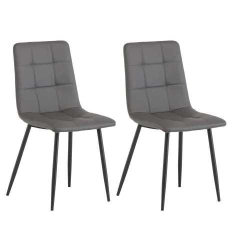 VIR06 - Pair Of - Virgo Dining Chair - Grey PU - Grey Powder Coated Legs