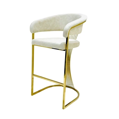 BS2008 - Porado Cream Velvet & Gold Barstool