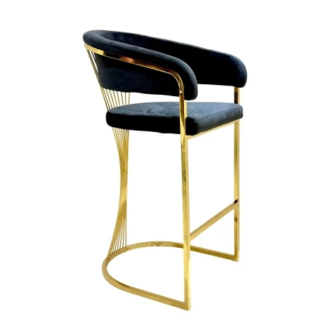 BS2009 - Porado Black Velvet & Gold Barstool